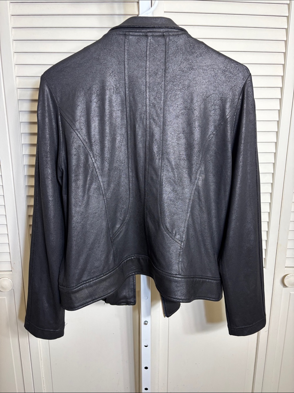 Clara Sunwoo Liquid Faux Leather Jacket with Double Zip Medium - Picture 11 of 16